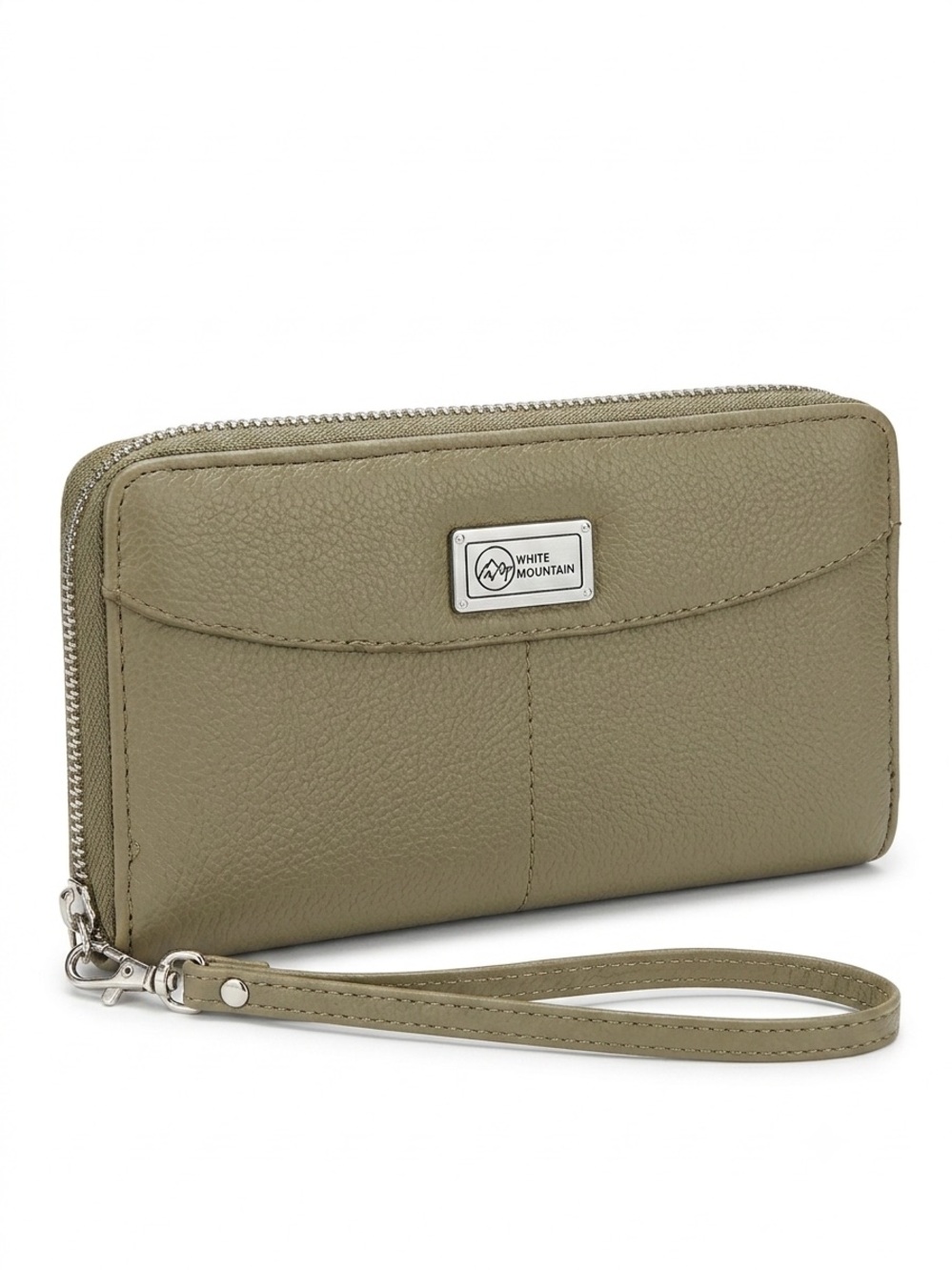 White Mountain Olive Green Wristlet Clutch with Detachable Strap